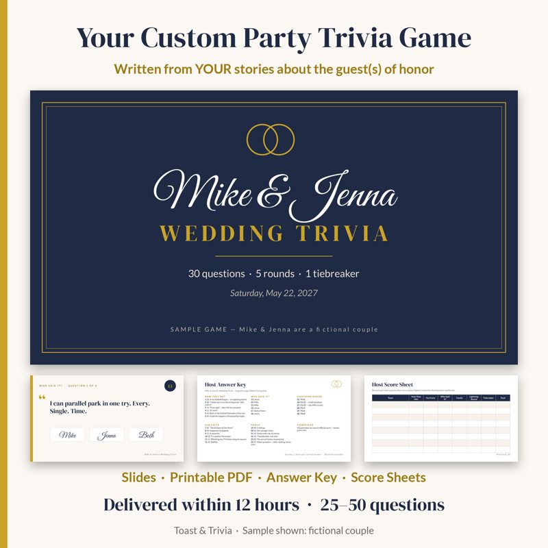 Toast & Trivia custom trivia game